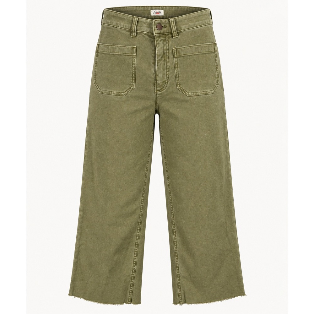 Faherty Olive Green Utility Wide Leg Raw Hem Cropped Pants Size 27